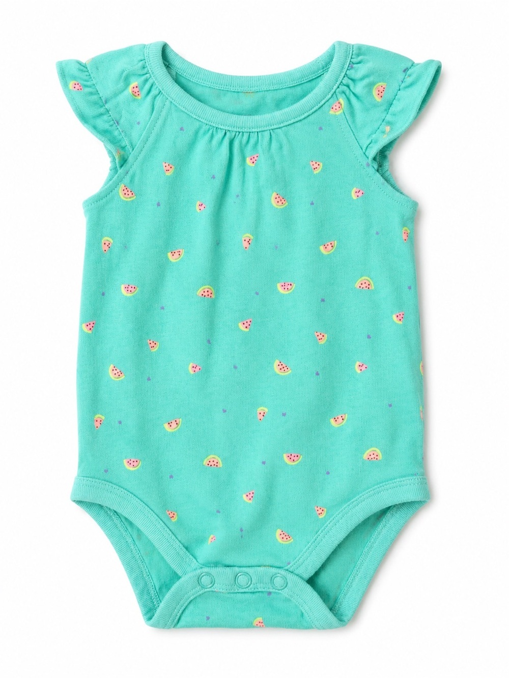 Jumping Beans Watermelon Print Flutter Sleeve Bodysuit